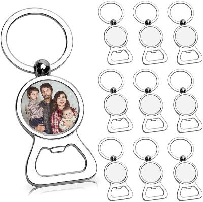 China Blank Key Ring Bottle Opener Personalized Metal Photo Heat Promotion Gift DIY Craft Sublimation Label Custom for sale