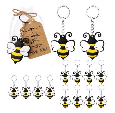 China Promotion Gift Customized Bag Decoration Baby Shower Return Gift High Quality Hanging Party Supplies 2d Rubber Bee Key Chain for sale