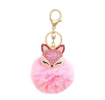 China Fashion main customization of pretty gift/sale fox head rhinestone school bag mobile phone bag car hot pink artificial rabbit plush toy for sale