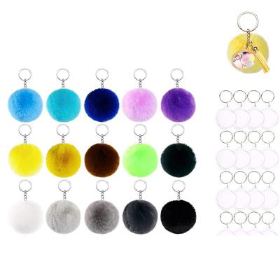 China Cute Pom Poms Key Chain Colorful Tassel DIY Custom Bulk Cute Acrylic Plush Photo Props Key Ring Gift/Sale Custom View for sale