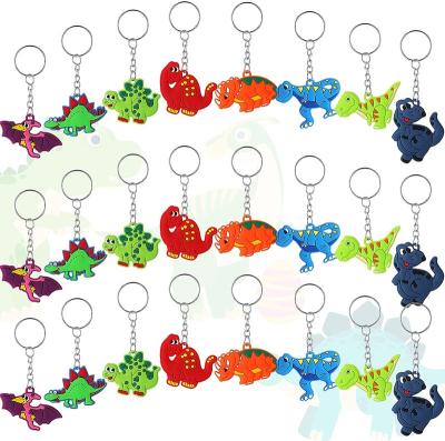 China Custom Cute Personalized Promotion Gift Charm Birthday Party Favor Bag Filler Supplies PVC Rubber Dinosaur Key Chain for sale