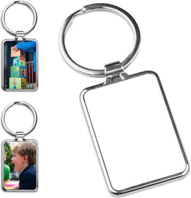 China Promotion Gift Customized Fashion Logo Picture Embedded In Blank Rough Round Metal Sublimation Rectangle Key Chain for sale