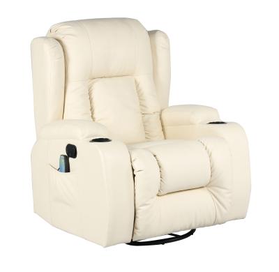 China Modern Sofa 8 Point Vibration Massage Recliner White Leather Synthetic With Heating Function QL322 for sale