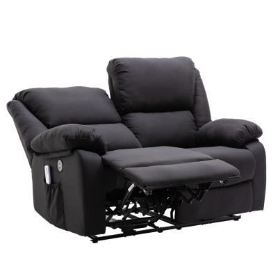 China Modern Style Extended Loveseat Massage Sofa With Heating Function Recliner Sofa With Fabric For Living Room Black for sale