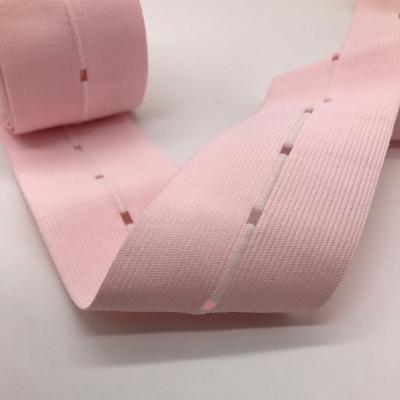 China High Tenacity 20mm Stripe Plain Straight Strap Elastic Band Black White 25mm Stretch Strap With Buttonhole for sale