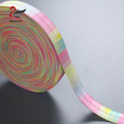 China High Tenacity Elastic 15mm Thickness Cotton Shiny Polyester Webbing Cotton Bias Strap Custom Webbing for sale