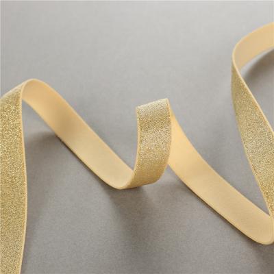 China 1.6cm 1.8cm Elastic Width Gold Thread Nylon Spandex Elastic Band Bra Comfortable Soft Shiny Side Strap for sale