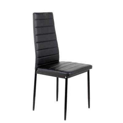 China Contemporary Industrial Black High Back Chair PU Leather Upholstered Dining Chair for sale