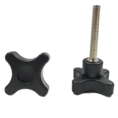 China Four-Corner Hand Customized Precision Plastic Head Knurled Thumb Screw Hand Tightening Knob Screw for sale