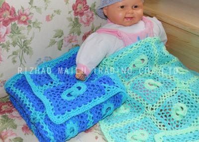 China Softer Green Handmade Crochet Blankets Baby Boy Crochet Blue Baby Blanket for sale