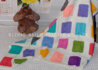 China Multi - Colors Square Handmade Crochet Blankets , Handmade Knitted Blankets for sale