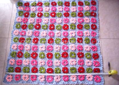 China Purple And Pink Crochet Baby Security Blanket Roses Handcrafted Baby Blankets for sale