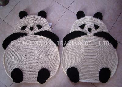 China Handmade Panda Shape Crochet Floor Rug / Black And White Crochet Baby Play Mat for sale