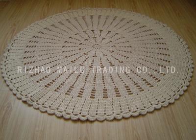 China Unbleached White Round Crochet Floor Rug / Cotton Crochet Baby Blankets for sale