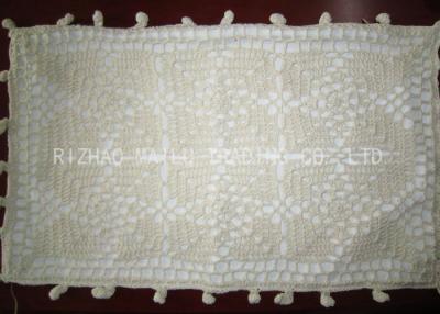 China White Oblong Shape Crochet Cushion Cover 45cm x 75cm With Ball Trimming for sale