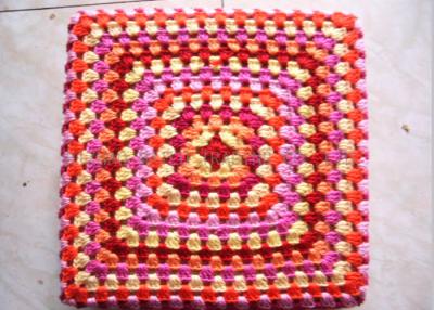 China Customized Color Crochet Stool Cover / Acrylic Square Crochet Pouf Cover for sale