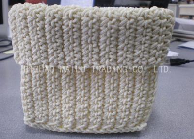 China 100% Cotton Crochet Storage Basket White Retangular Crochet Small Basket for sale