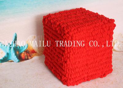 China Red Bubble Velet Yarn Hand Made Crochet Stool Cover Pouf Ottoman for sale