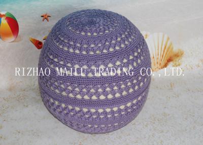 China Mobile Soft Lilac Fan Pattern Hollow Out Filling Ball Shape Stool Round Pouf for sale