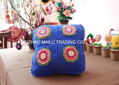 China Blue Sofa Seat Crochet Cushion Cover Square Hand Crochet Car Seat Cushion Cover for sale