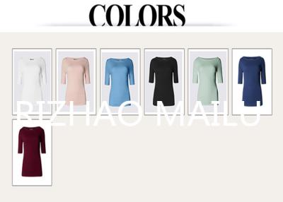 China Slit-neck womenT shirt, short sleeve solid color 100% cotton plain t-shirts for sale