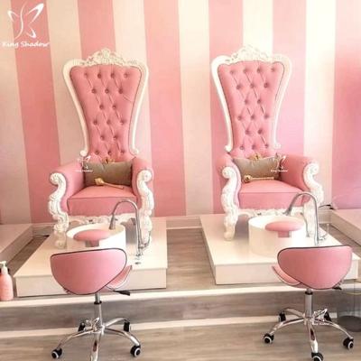 China Modern Nail Salon Furniture Nail Salon Furniture Package Luxury Nail Desk Table Foot Spa Massage Chairs Bowl Pink Pedicure Chair With Sink for sale