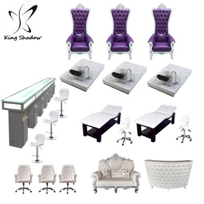 China Commercial luxury nail table leg foot spa equipment and furniture beauty nail salon chairs throne pedicure chair with bowl for sale