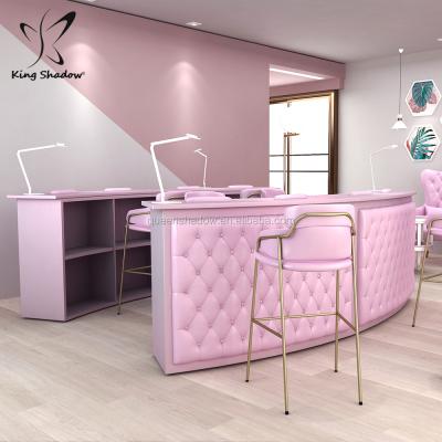 China Luxury Manicure Tables Nail Bar Beauty Salon Furniture Package Tables Glass Bar Nail Table Manicure Table With Chair For Sale for sale