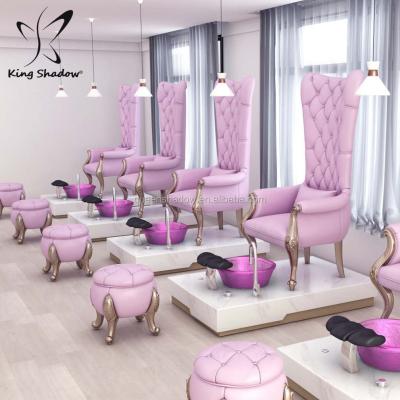 China Kingshadow Modern Luxury High Back Pedicure Chair Nail Chair Pedicure Chair With Spray for sale