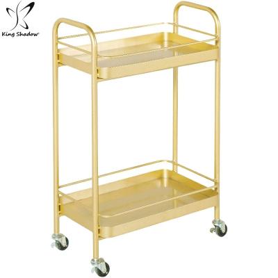 China New salon pedicure trolley stainless steel portable single gold rolling cart on sale for sale