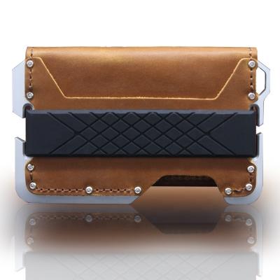 China NATIONAL Hot Selling RFID Blocking Credit Card Aluminum Holder Full Metal Grain Leather Men Wallet With Bottle Opener for sale