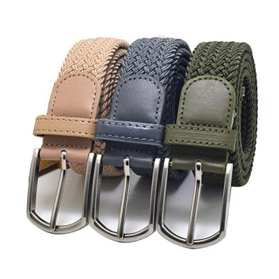 China Pin Buckle Korean Version Men's Canvas Woven Belt Pin Buckle Pin Buckle Stretch Youth Elastic Waist Pants Waistband In Stock For Sale for sale