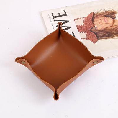 China 2022 Pink Color PU Leather Folding Wick Tray Storage For Women for sale