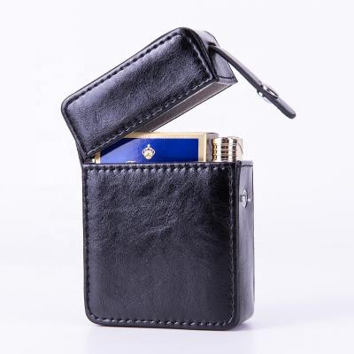 China Business/Gift Office/Guangdong Factory Case For Cigarette Box Made Of PU Leather With Extra Pocket Slot For A Lighter for sale