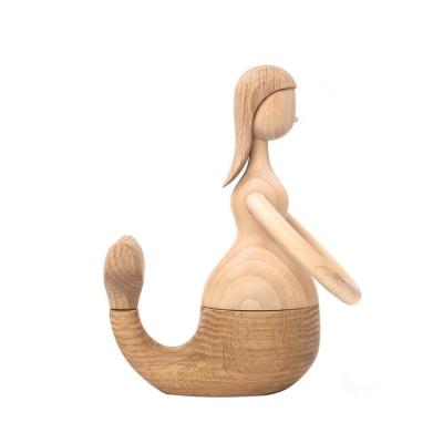 China Europe Handicraft Wooden Mermaid Carving Oranment For Decoration for sale