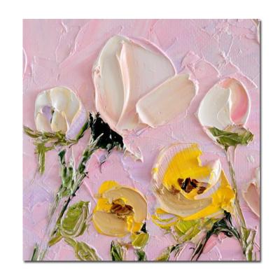 China Abstract oil painting on canvas with hand painted flower prints for sale