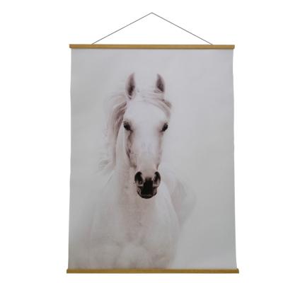 China Europe Teak Wood Poster Hanger with Unique Magnetic Horse Canvas Artwork Poster Hanger in A1 A2 A3 A4 Size for Home Decor for sale