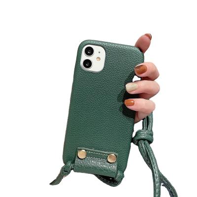 China Simple Design Anti-fall Cross - Body Business Leather Soft Phone Case For apple iphones13 12 pro 7 8 plus max for sale