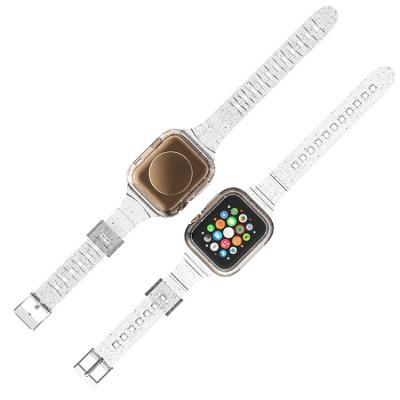 China Special Hot Selling 2 Button Design PU Leather Protective Case In 1 Case And Band 38 40 42 44 Mm Watch Band For Apple Watch for sale