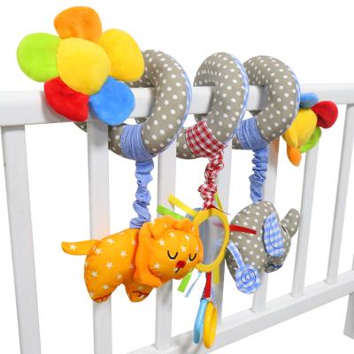 China 2021 NEW MINGJUN Eco-Friendly Soothing Early Education Baby Toy Function Detachable Plush Stroller Baby Elephant Bed Ring Rattle Bed Bell for sale