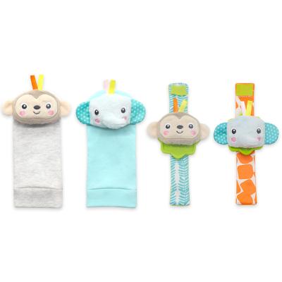 China 2021 NEW Eco-Friendly 0-12 Months Rattles For Newborn Baby Stuffed Toys Cartoon Plush Rattles Hand Strap Infant Bells Educational Toys for sale