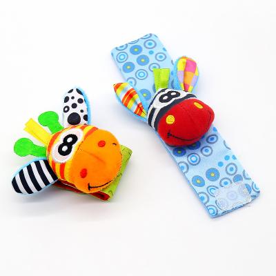 China 2021 NEW Eco-Friendly Newborn Socks Rattling Toys Wrist Rattle And Foot Socks Baby Sensory Toys Wrist Bangs Baby Cute Cartoon Animal for sale