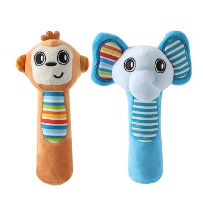 China 2021 Eco-Friendly NEW Baby Plush Toy Animal Hand Bells Baby Teething Rattle Toys Newborn Gift Style Hand Bell Animal Rattle 0-12M High Quality for sale