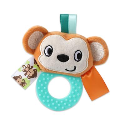 China 2021 NEW MINGJUN augleka 2021 new eco-friendly baby handshake teether rattle doll ring BB silicone 0-1 plush toy wholesale for sale