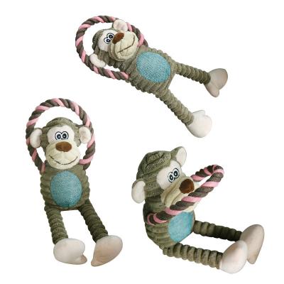 China 2021 new eco-friendly manufacturers supply new pet toys dog plush chewing noise toy duct simulation monkey lion for sale