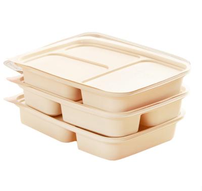 China Stocked 3 5 Grid Environmentally Friendly Degradable Disposable Cornstarch Take-Out Lunch Box Supports Customization for sale