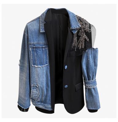 China Da bainha impermeável das senhoras de Mesh Jacket Denim Detachable Half do inverno mulheres superiores dos revestimentos dos blazeres à venda