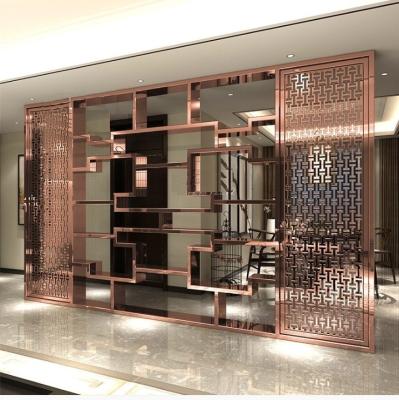 China Indoor furniture large size carving room divider with shelves for home for sale