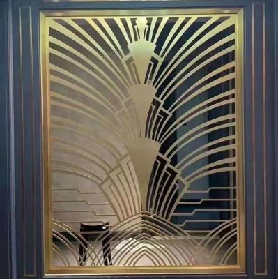 China Metal indoor decorative laser privacy mirrored room divider screen for sale