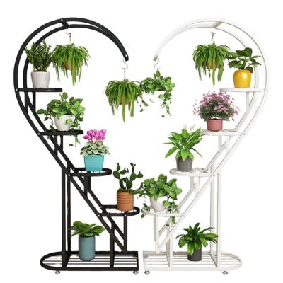 China Indoor large heart shaped metal flower pot stand display rack for sale